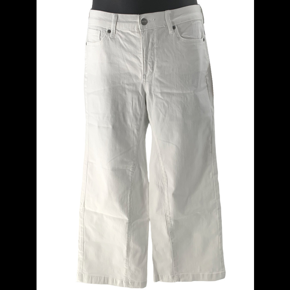 NYDJ Teresa Wide-Leg Ankle Jeans w/ Contoured Seams Optic White - Regular